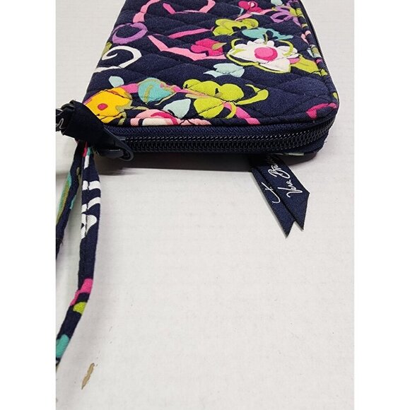 Vera Bradley Wristlet Wallet In Midnight With Multicolor Butterfly Floral Patter - Picture 7 of 12